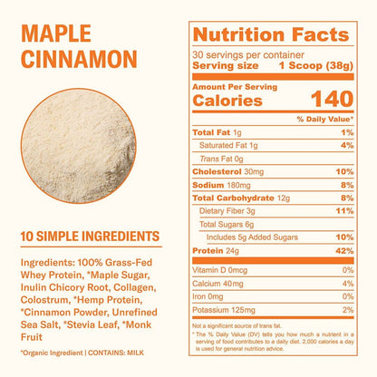 Ballerina Farm Grass Fed Whey Protein Powder, 24g Protein with Collagen Peptides, Bovine Colostrum, Hemp Hearts & Prebiotic Fiber, No Artificial Ingredients