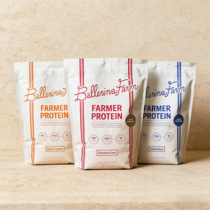 Ballerina Farm Grass Fed Whey Protein Powder, 24g Protein with Collagen Peptides, Bovine Colostrum, Hemp Hearts & Prebiotic Fiber, No Artificial Ingredients